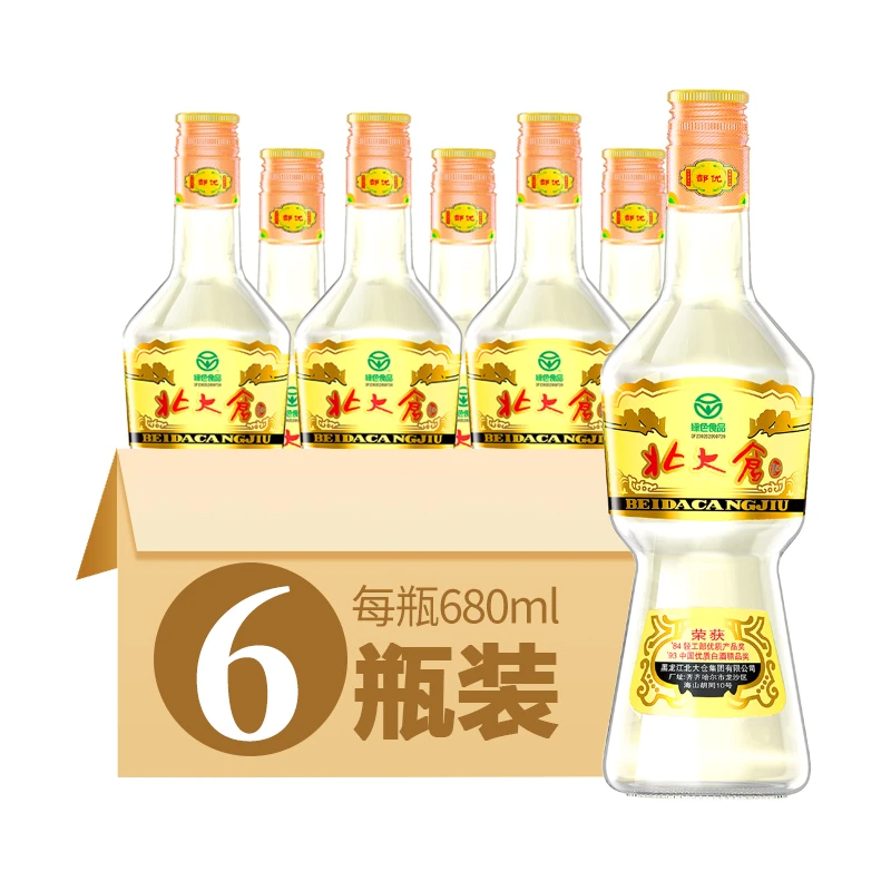 北大仓【680ml瓶装】大大部优古法佳酿酱香型白酒绿色50度680ml*6瓶