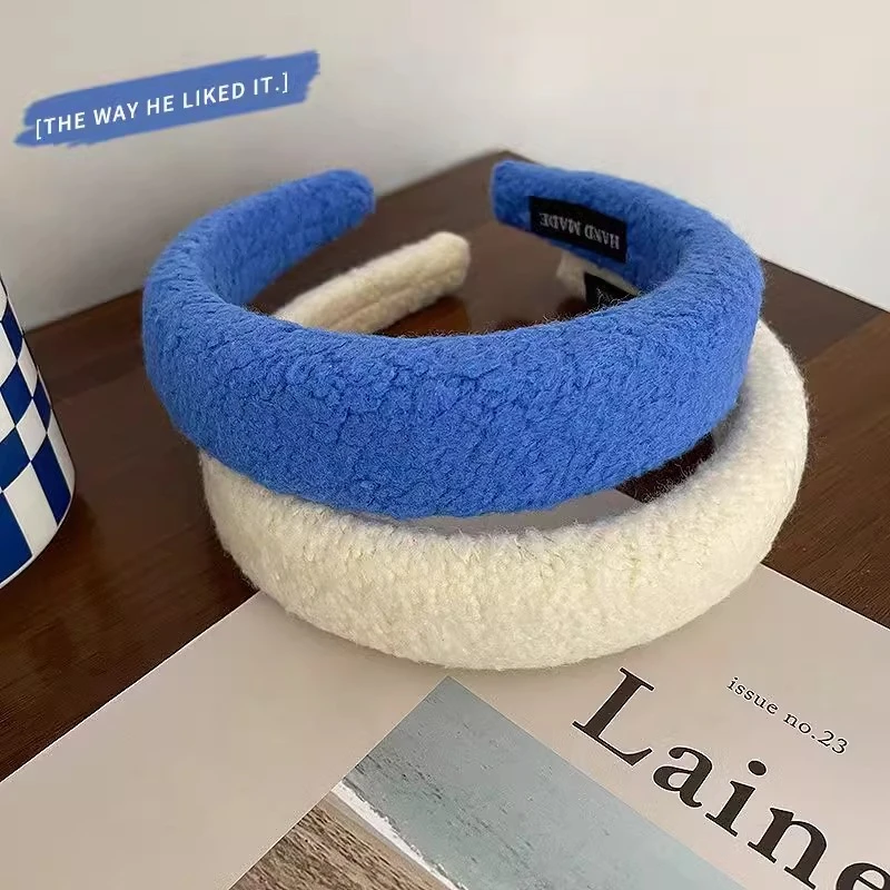 米白奶蓝~简约百搭发箍小香风毛绒绒头箍海绵发卡春季发饰日韩女