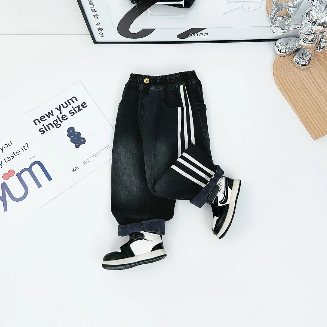 男童牛仔裤加绒裤子儿童2025新款秋冬装 D-FB24191 悠悠童话童装