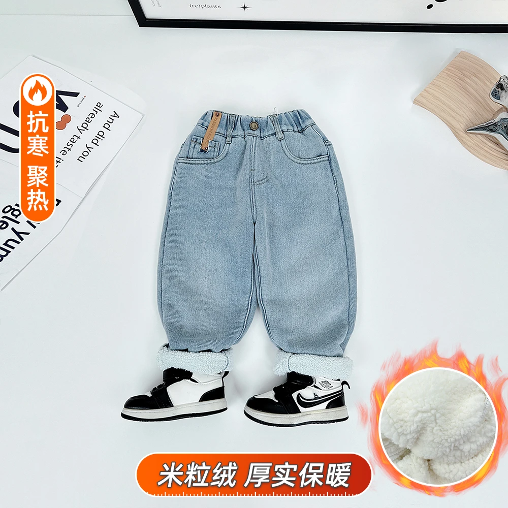 男童牛仔裤加绒裤子儿童2023新款秋冬装潮 D-JL2381 悠悠童话童装