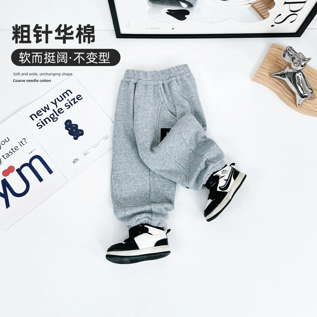 儿童加绒裤子男童运动裤2024新秋冬装 D-BQ241025N 悠悠童话童装