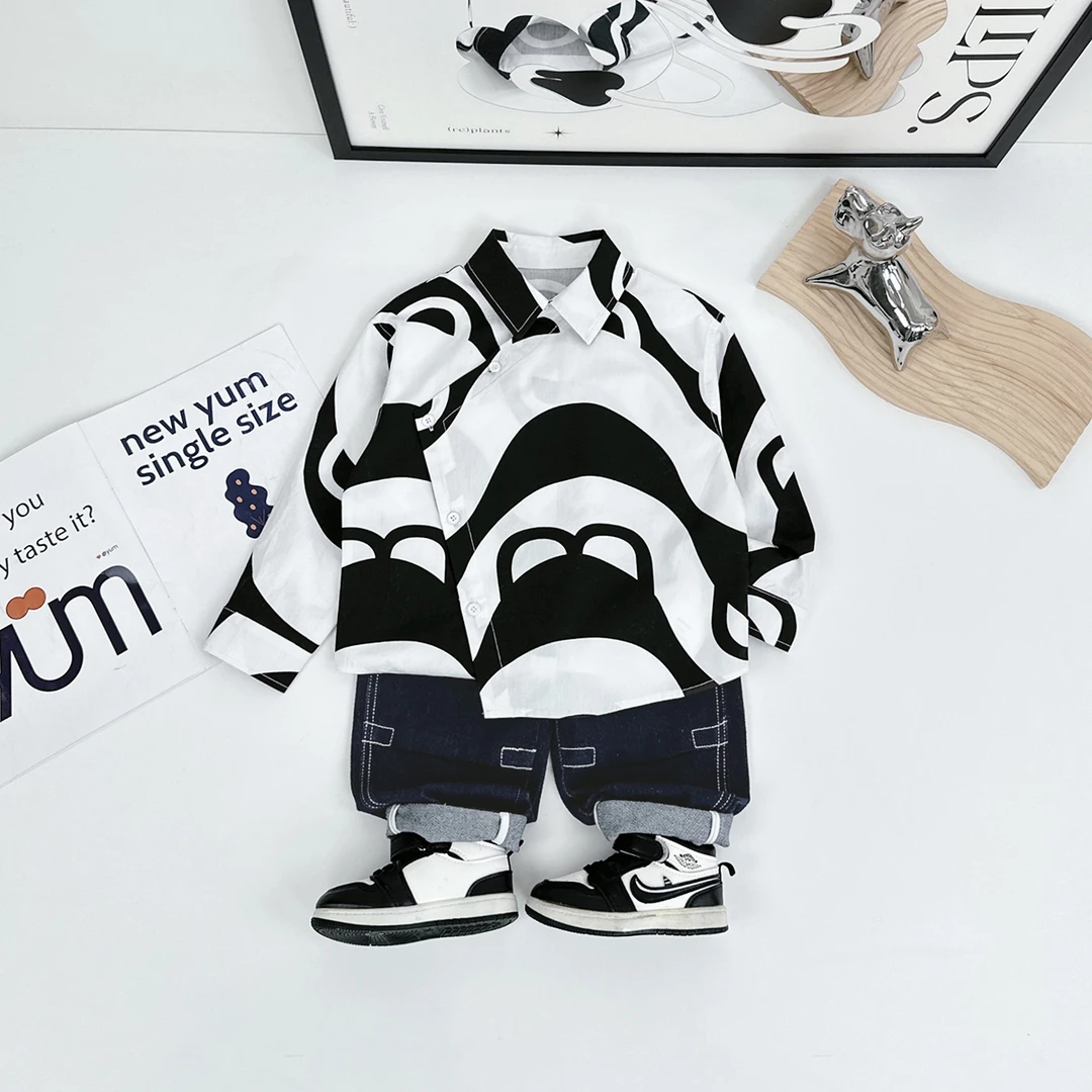 儿童衬衫长袖2024新款春装男童春秋上衣 D-BQ24122P 悠悠童话童装