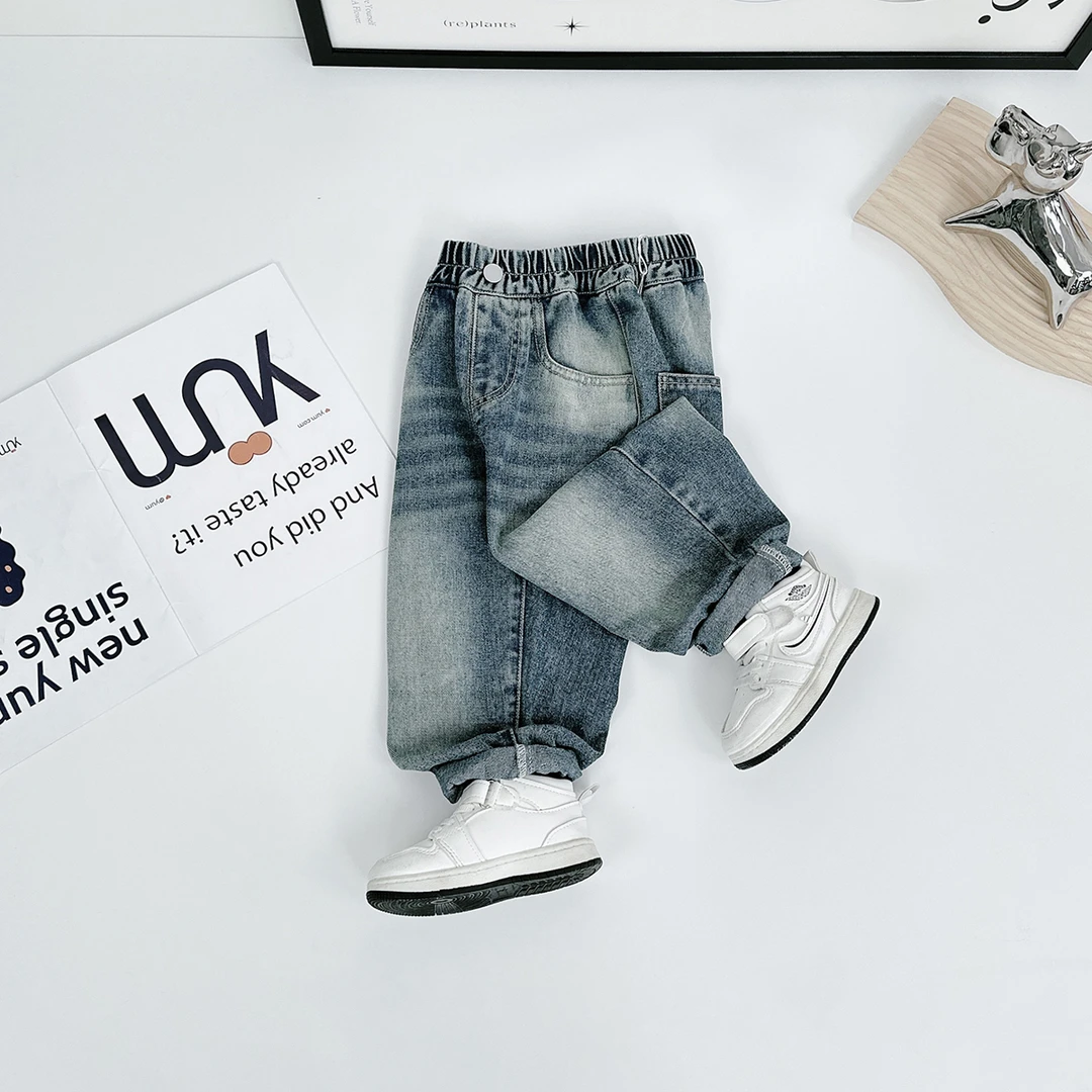 男童裤子春秋款儿童牛仔裤2024新款春装 D-QYD24008 悠悠童话童装