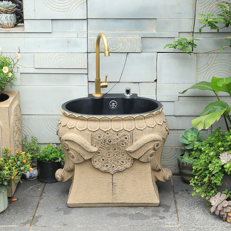 汉韵堂户外拖把池新中式家用落地式洗拖布池地盆阳台院子花园水槽