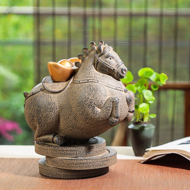 汉韵堂新中式招财马摆件家居装饰客厅酒柜大号桌面工艺个性礼品