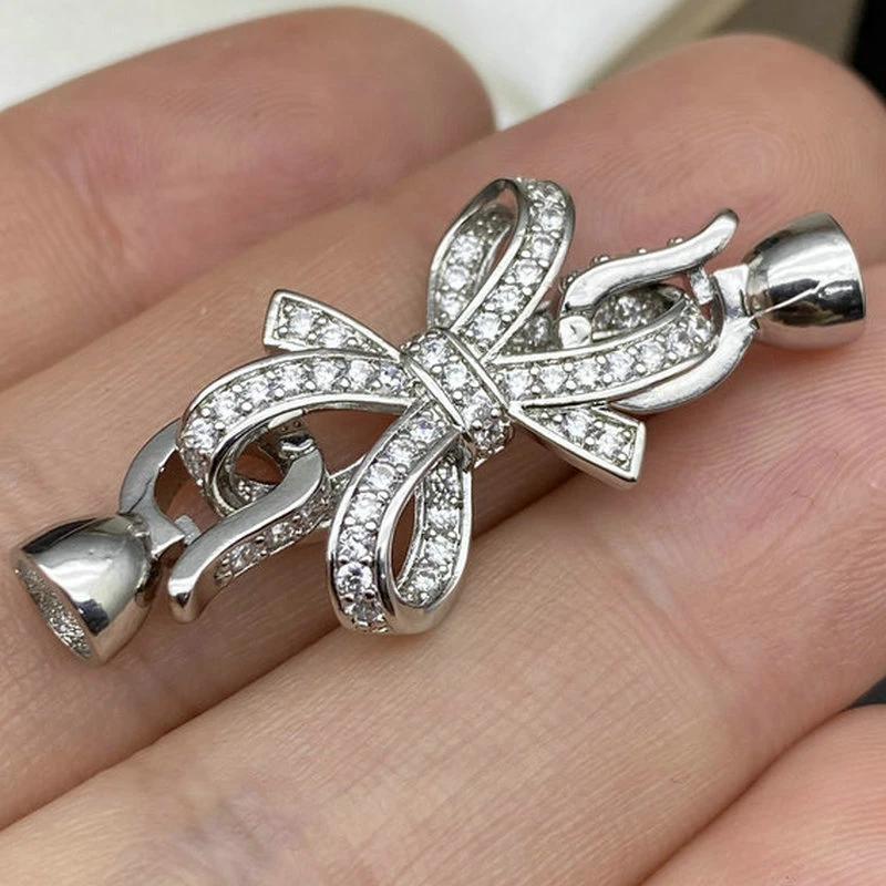铜合金项链 扣子毛衣链搭扣收尾扣喇叭扣蝴蝶结仿珍珠项链扣头新
