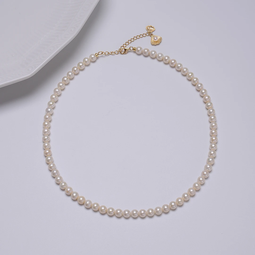 V0698-K S925银淡水珍珠项链-6mm（商城）