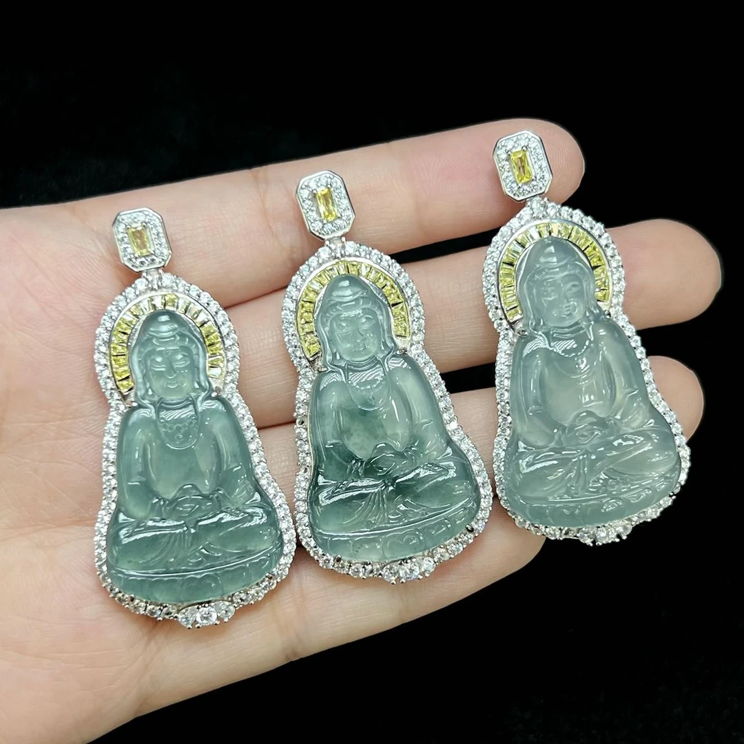 【云上叙】 V3150-K S925银翡翠吊坠-多样性发一件-37x22mm（商城）