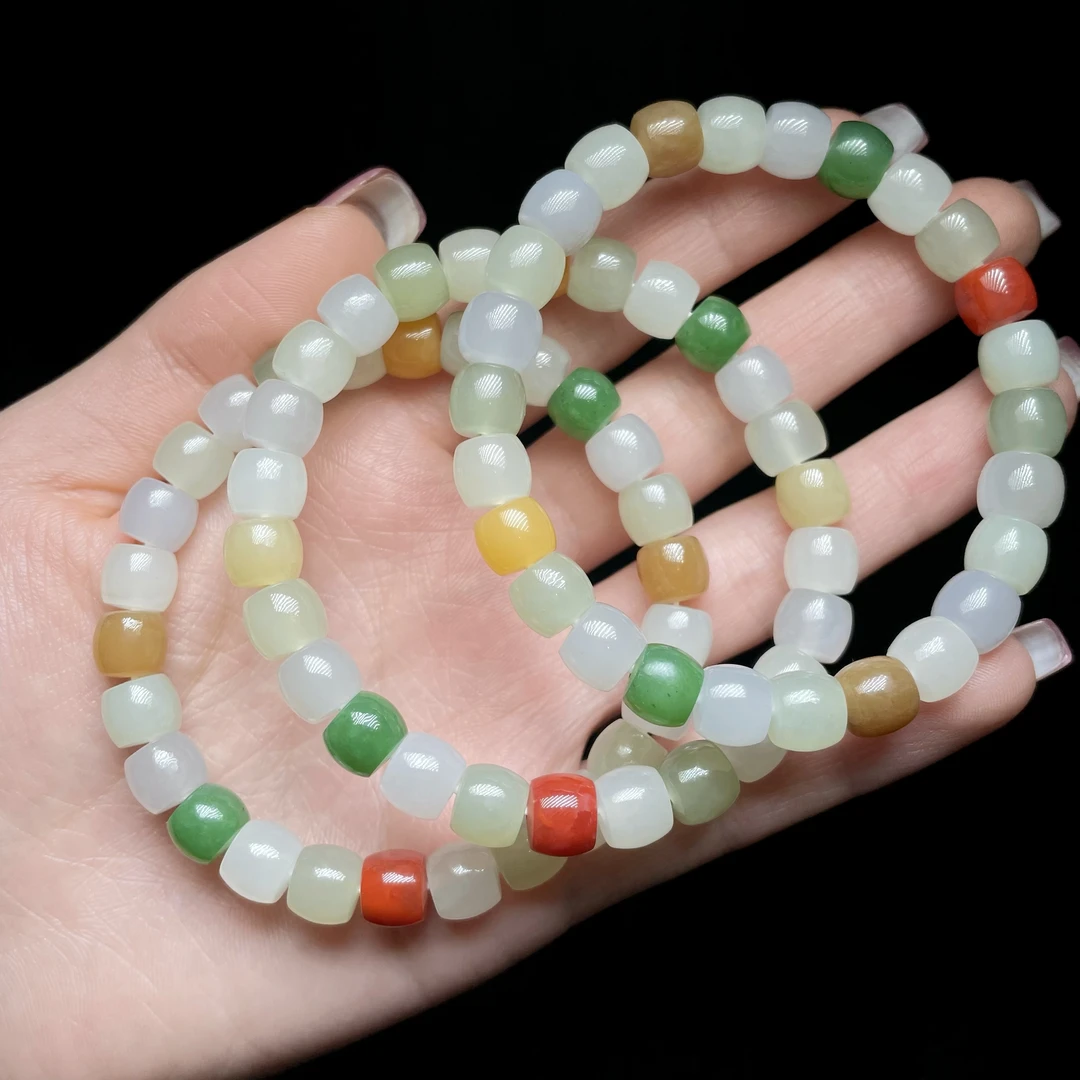 【云上叙】 V2216-K 和田玉多宝手串—多样性发一件-7.5x6.5mm（商城）