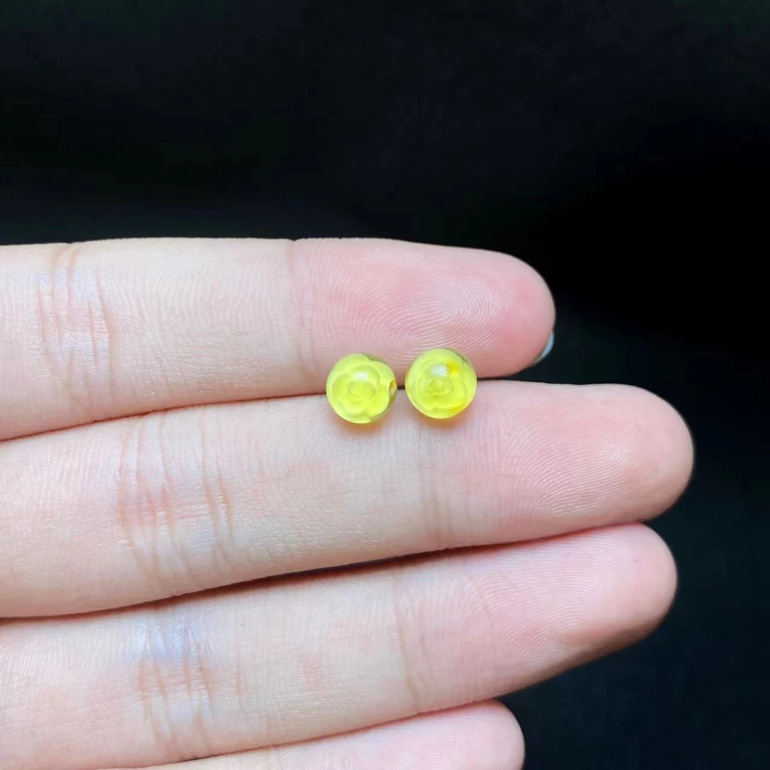 【云上叙】31 T65310- S925银镶嵌琥珀耳钉-6mm+多样性发（小宝）