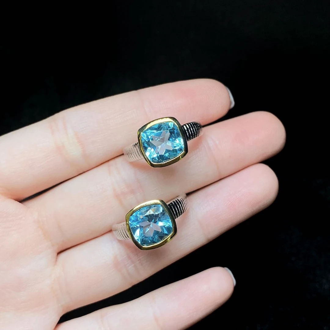 【云上叙】21 V8498-S925银托帕石戒指-多样性发一件-8x8mm（东哥）