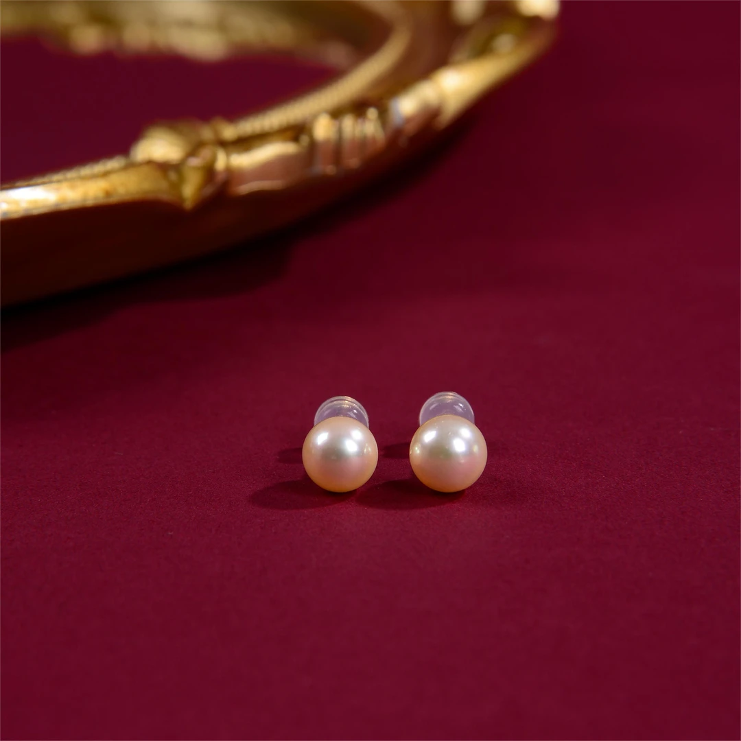 【云上叙】V30565-P-18k金珍珠耳钉 -5.8mm+(商城)