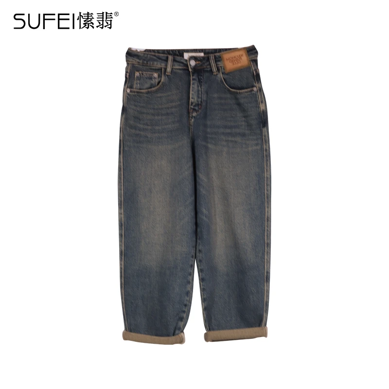 SUFEI/愫翡S43NK1070A  秋季新款简约磨白牛仔裤  1070