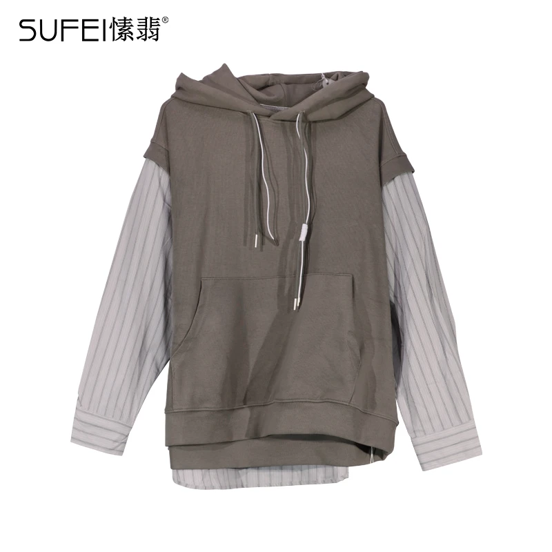 SUFEI/愫翡S43WY1093A  秋季新款双色拼接卫衣  1093