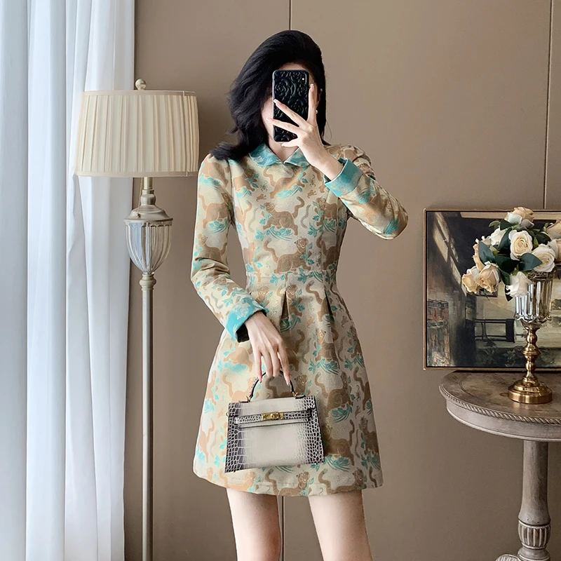 2024秋季新款女装新中式国风连衣裙高级感气质显瘦收腰小个子裙子