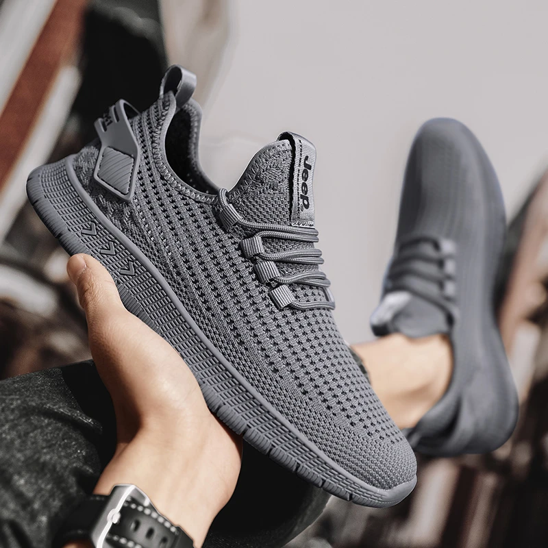 JEEP/吉普男鞋2024新款夏季透气轻便时尚飞织鞋休闲鞋男士网面鞋