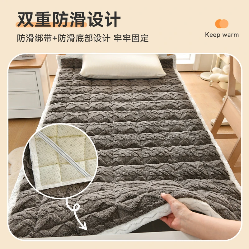 新款A类塔芙绒床褥保暖牛奶绒提花加厚床垫褥子床护垫防滑可水洗