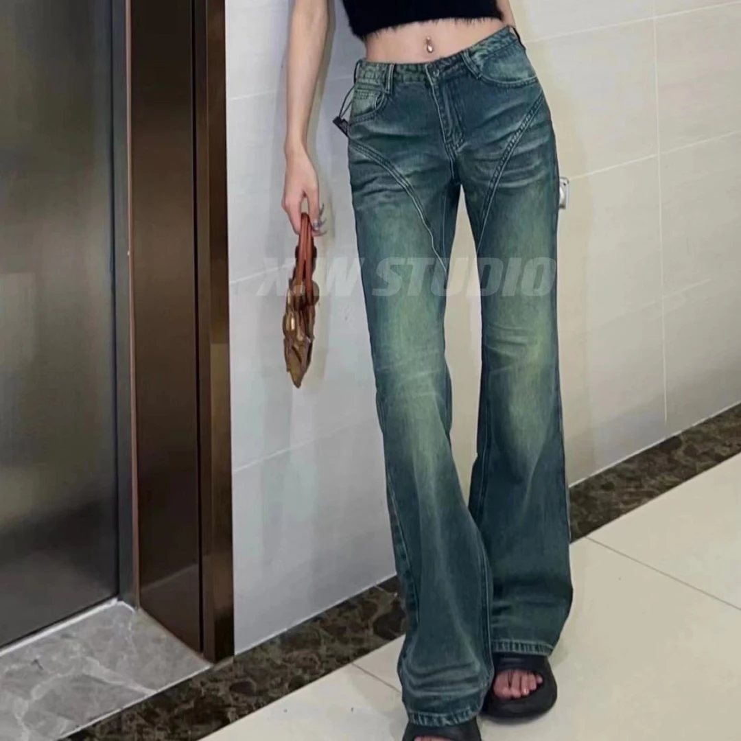 小五 自留款推荐复古重工洗水鱼骨纹牛仔裤 82002