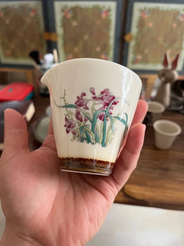 羊脂玉瓷柴烧红单杯微瑕