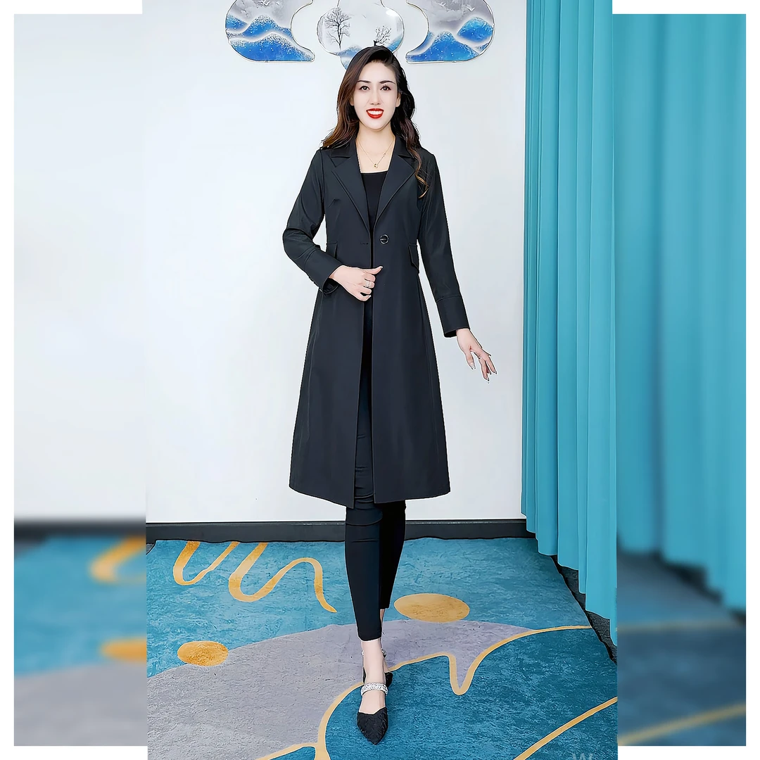 【24-086】春秋新款女装风衣气洋气修身显瘦收腰时尚中长款气质