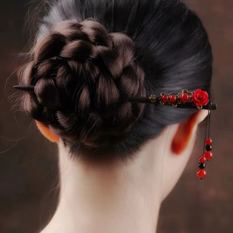 古典中国风头饰流苏玫瑰发簪