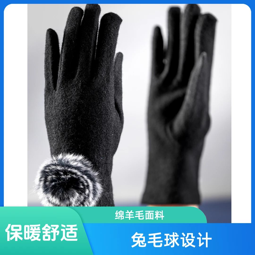 【全国包邮】女士羊呢手套秋冬季保暖防寒