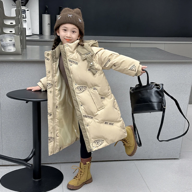 女童冬装外套加厚新款洋气大童冬季中长款羽绒棉服儿童秋冬款棉衣