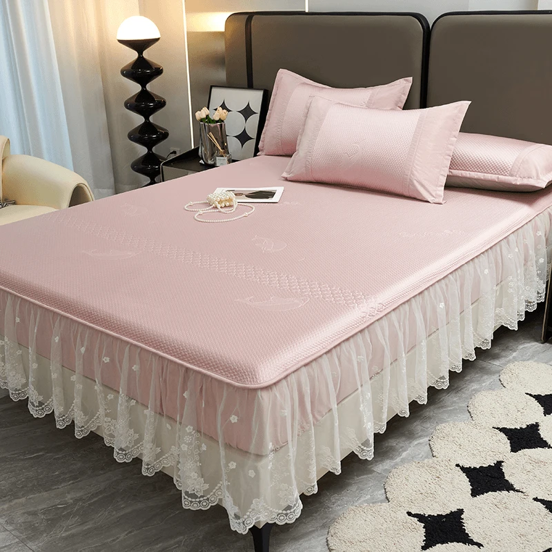 水星家纺适用夏A类冰豆豆凉席高档冰丝席床裙床笠水洗机洗软席子4