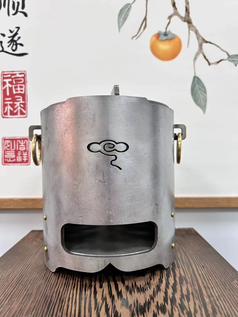 304不锈钢侘寂风炭火煮茶炉圆柱炭火炉围炉多功能户外室内煮茶炉