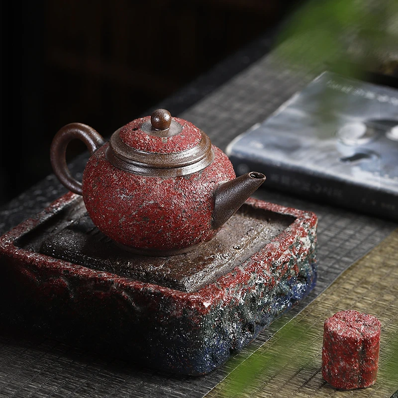 林思怀岩矿描金茶壶陶瓷功夫茶具手工泡茶壶水平壶高端茶器纯手工