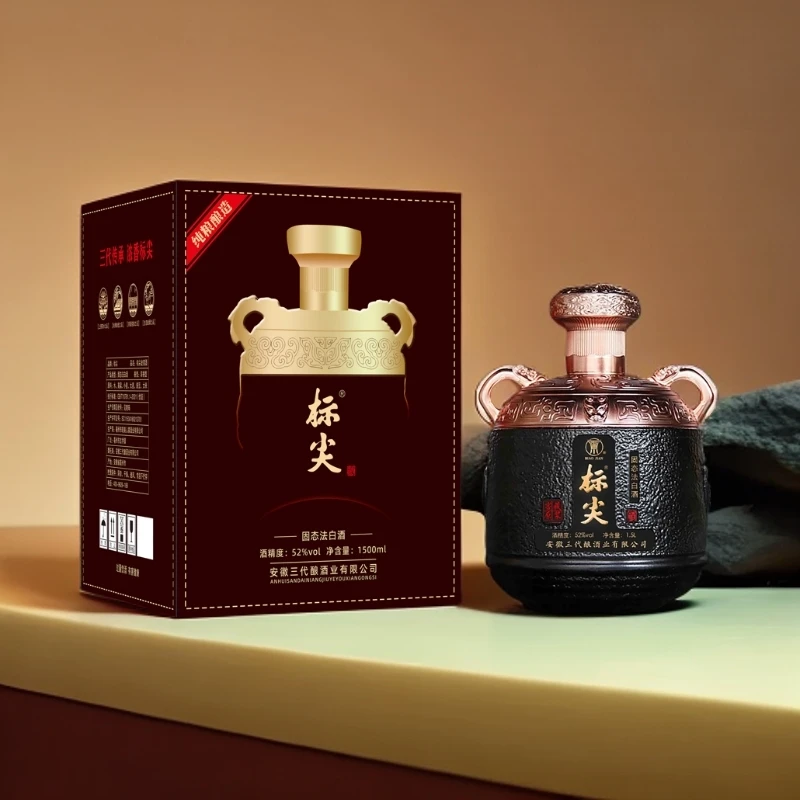 标尖标尖黑坛浓香型白酒52度1500ml纯粮食白酒