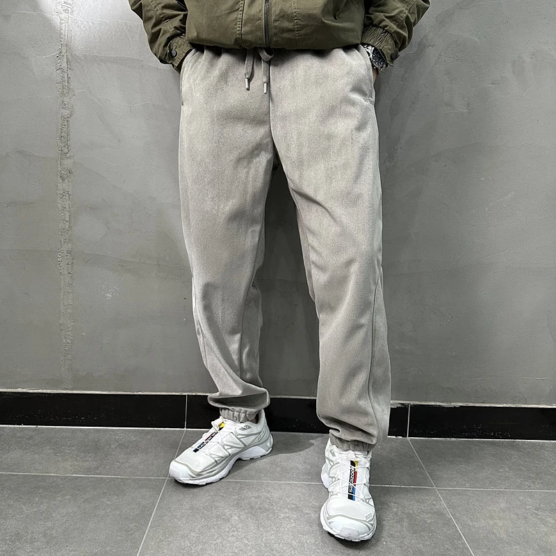 牛裤捡漏！欧线高端秋冬男士高街宽松百搭绒面坑条复古防风休闲裤