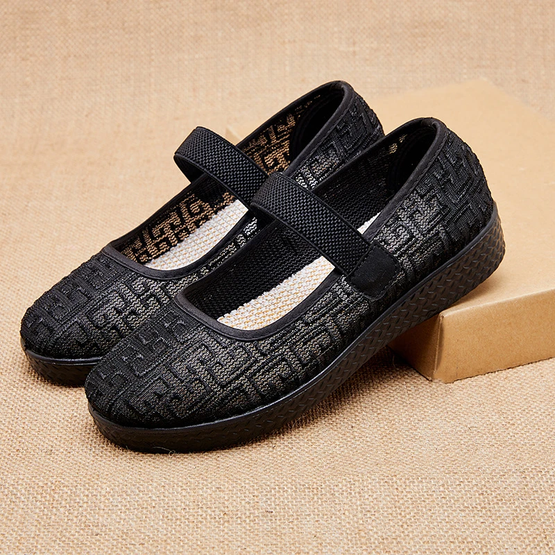 夏季透气网鞋女老北京女鞋镂空妈妈鞋中老年奶奶鞋防滑布鞋老人鞋