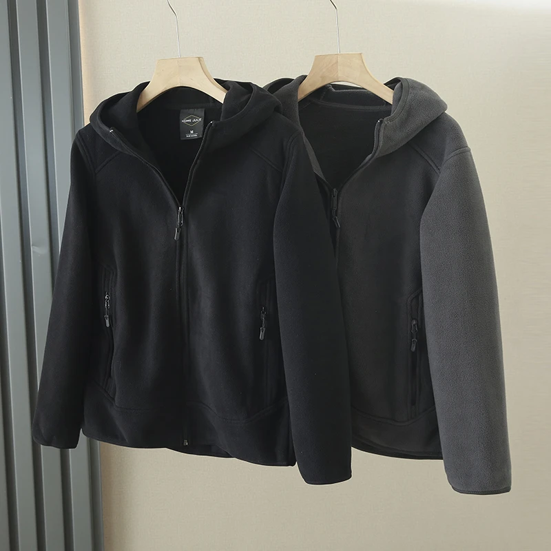 双面摇粒绒料软糯亲肤挺括连帽夹克男秋冬季修身茄克外套 Y4D0879