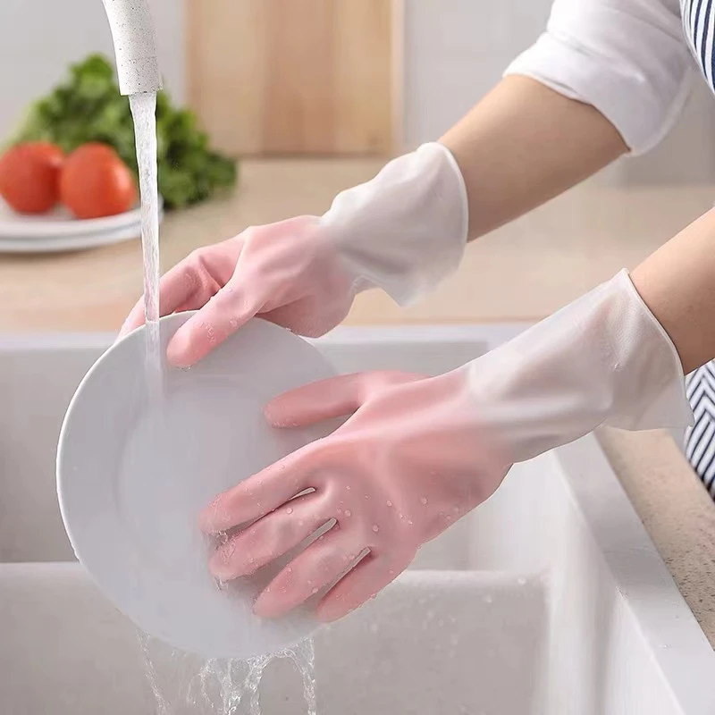 四季洗碗手套防水厨房洗菜洗衣服耐磨双色通用长款渐变色家务手套