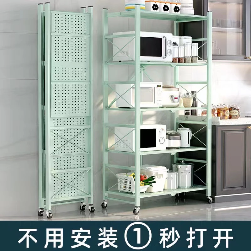 免安装折叠厨房用品置物架落地式多层烤箱放锅架微波炉储物收纳架