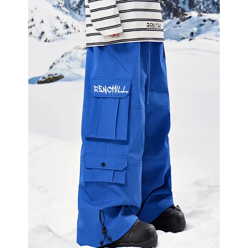 Ren刃川 克莱因蓝百搭黑白灰红3L滑雪裤男款女款单板双板加绒宽松