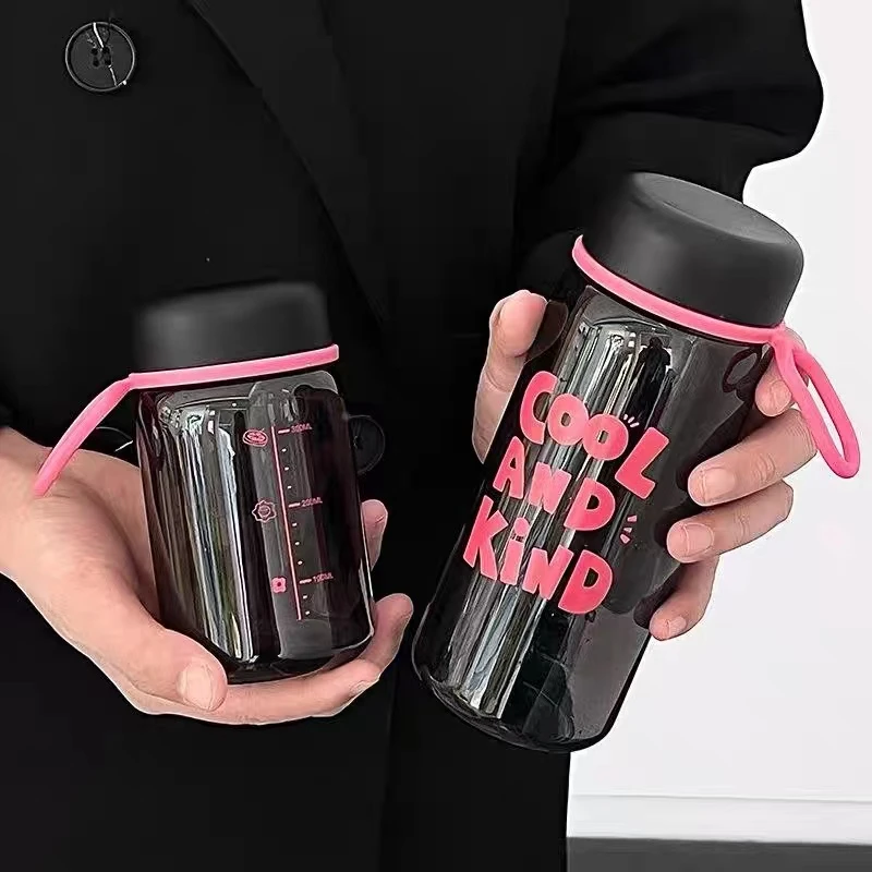 33126夏季多巴胺水杯学生带刻度杯子便携随行杯可爱耐摔塑料杯