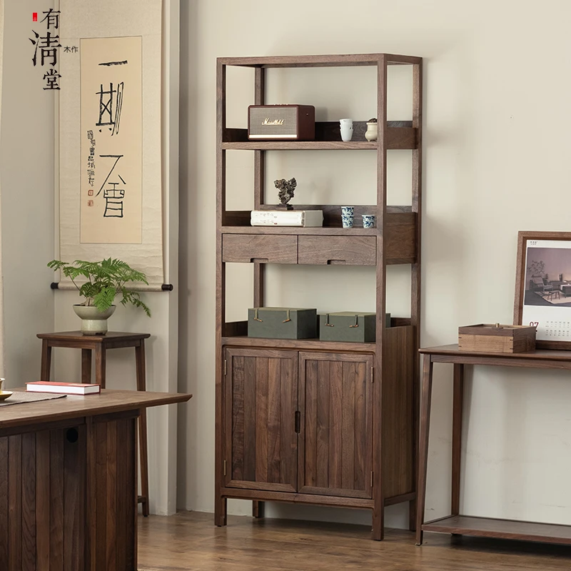 有清堂新中式博古架客厅书房置物收纳柜子实木现代家具组合多宝阁