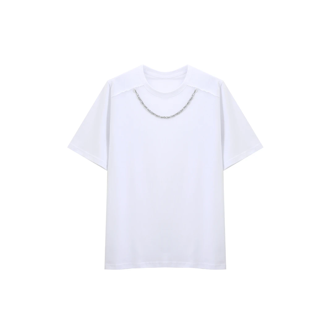 LISA.LISA门店289~重磅纯棉!自带设计感抗皱纯色链条T恤女 L41663