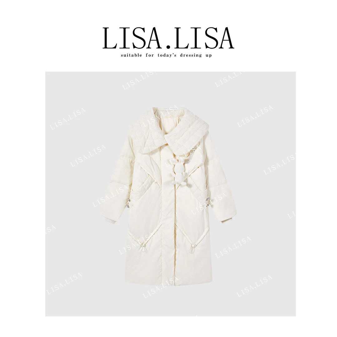 85鸭绒！上身优雅纯色大领玩偶显瘦羽绒服l11308