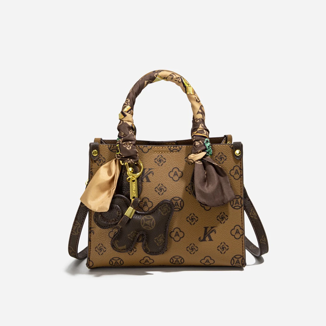 莫妮卡奇奇印花撞色字母托特小众小包包女2024新款轻奢韩版潮单肩