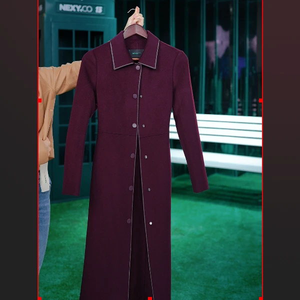 NEXY.CO/奈蔻紫色中长款时尚大衣XL01016R8/XL01017T5