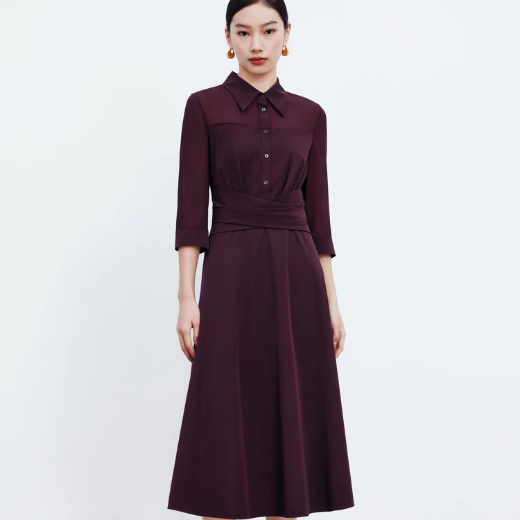 【360°弹力】NEXY.CO/奈蔻连衣裙|酒红色婚庆|气质优雅|XF05625T8