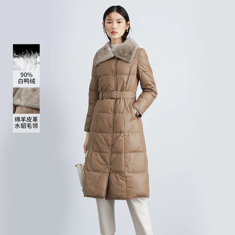 【好羽绒】NEXY.CO/【反季特卖】奈蔻外套女秋冬新款收腰保暖皮羽绒XP