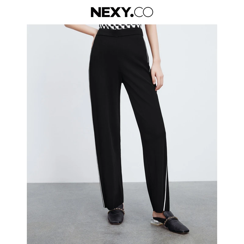 NEXY.CO/奈蔻裤子显瘦高腰时尚休闲夏季黑色XV02400W0/XV02291F5