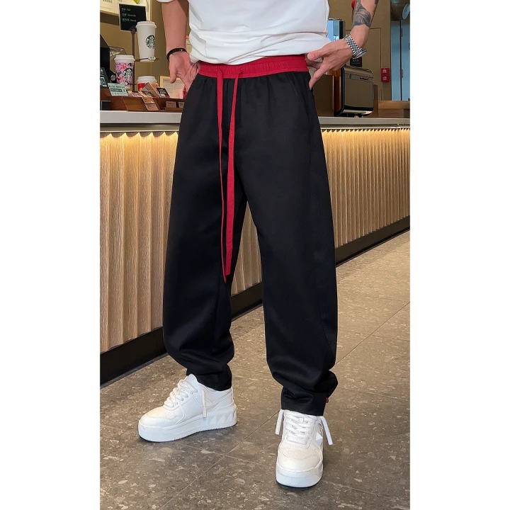 【语乐】YL-10667冬季加厚抓绒休闲裤盘扣设计宽松休闲直筒拖地裤