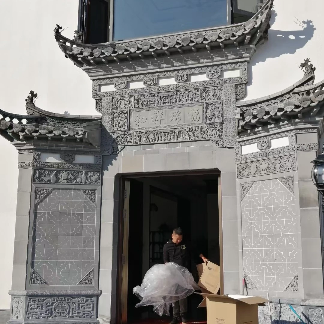 防古中式砖雕浮雕徽派砖雕门楼影壁墙壁画湿法青砖古瓦