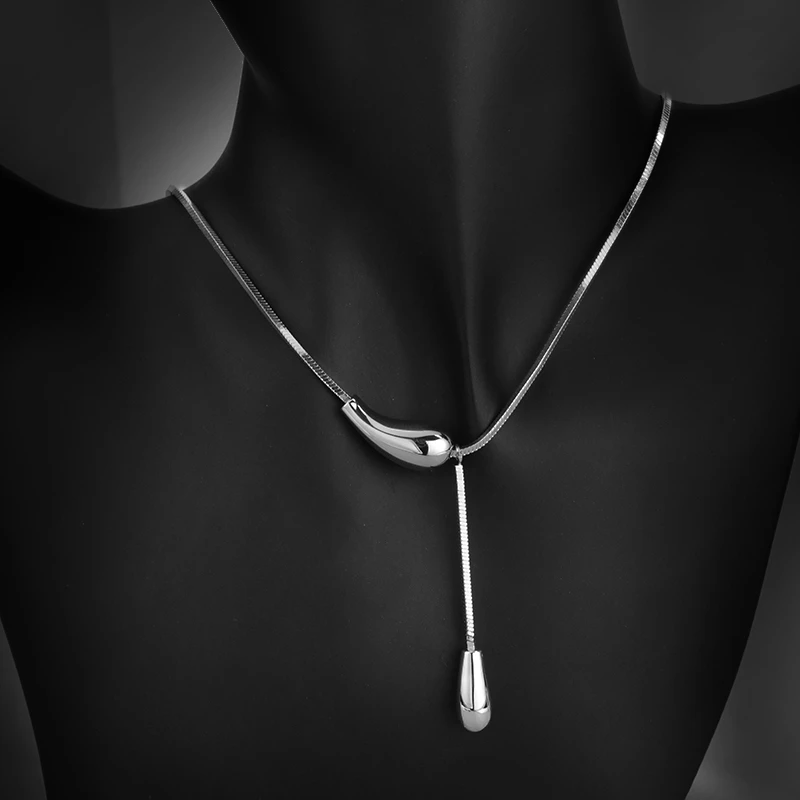 坠链均925银 气质轻奢时尚百搭小众简约冷淡风素款个性感极简拼接
