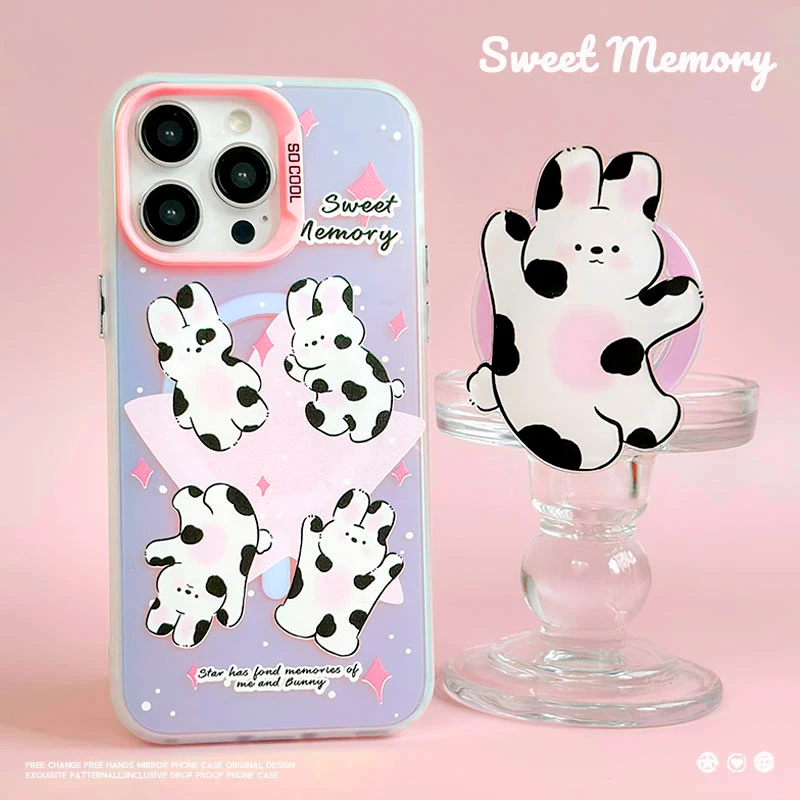 斑点兔iPhone磁吸手机壳华为电镀镭射磨砂个性折叠支架保护套薄款